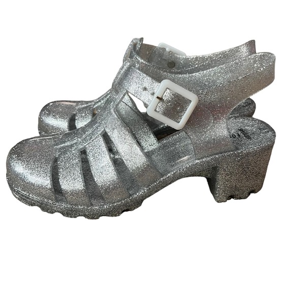 Forever 21 Clear Silver Glitter Heel Jelly Shoes - Picture 4 of 13